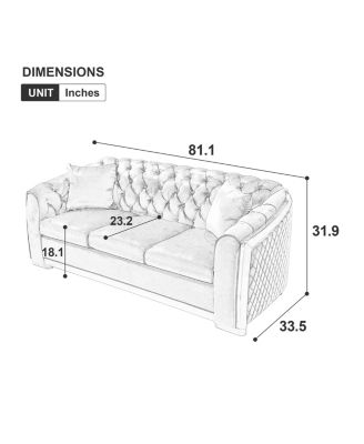 Streamdale Navy Blue Velvet Sofa Set with Gold Stainless Legs