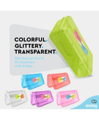 Plastic Pencil Box with Snap Closure Lids Pink, Small Utility Storage Crayon School and Office Supplies Case Organizer, 1 Pc