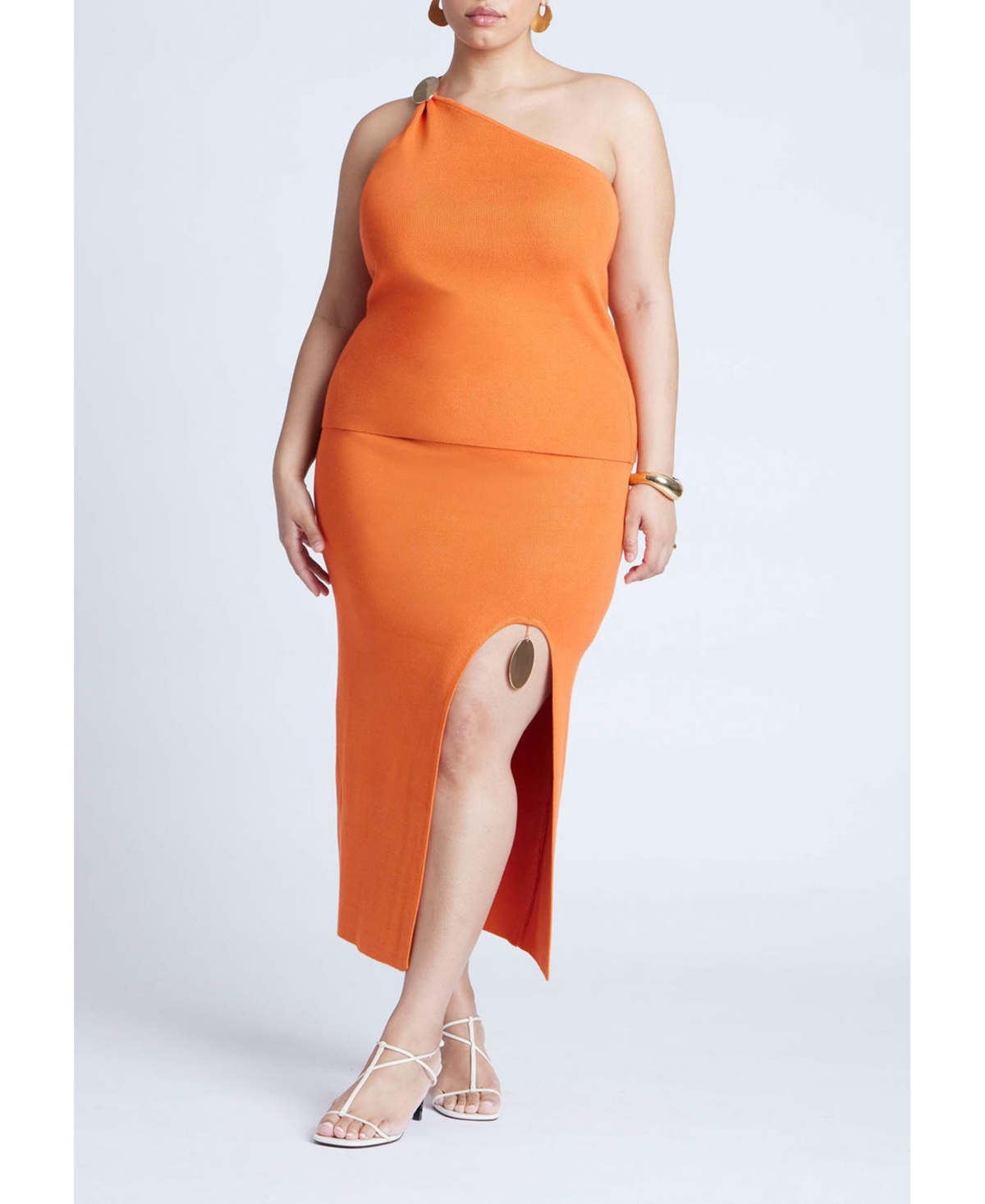 Plus Size Hardware Detail Sweater Tank - Harvest pumpkin