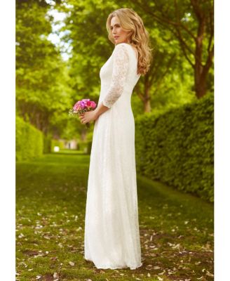 Women's Anya 3/4 Sleeve V-Neck Lace Bridal Gown