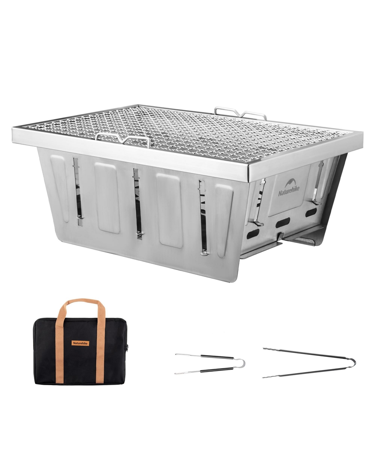 Camping Charcoal Grill for Igt Table, Folding Barbecue Grill with Tongs & Carry Bag, Portable Bbq Grill for Outdoor Car Camping Cooking Tai