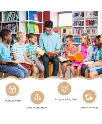 17.5 Inch Set of 6 Portable Plastic Stack Stools with Metal Frame