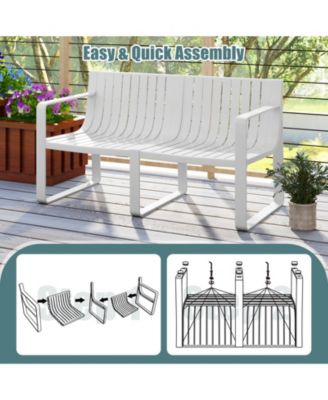 Weather-resistant Plastic 2-Person Bench with Curved Backrest