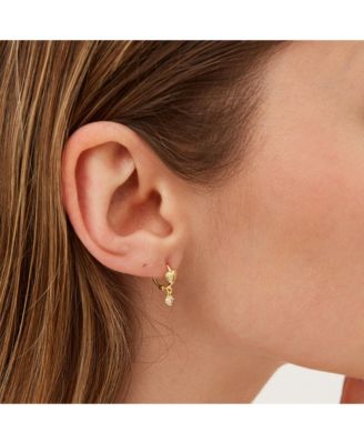 Heart Huggie Hoop Drop Earrings