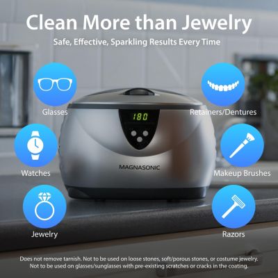 Professional Digital Timer Ultrasonic Jewelry Cleaner with w/ Cleaner Concentrate for Eyeglasses Rings Coins