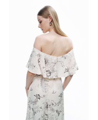 Women's Patterned Midi Dress with Sash Tie