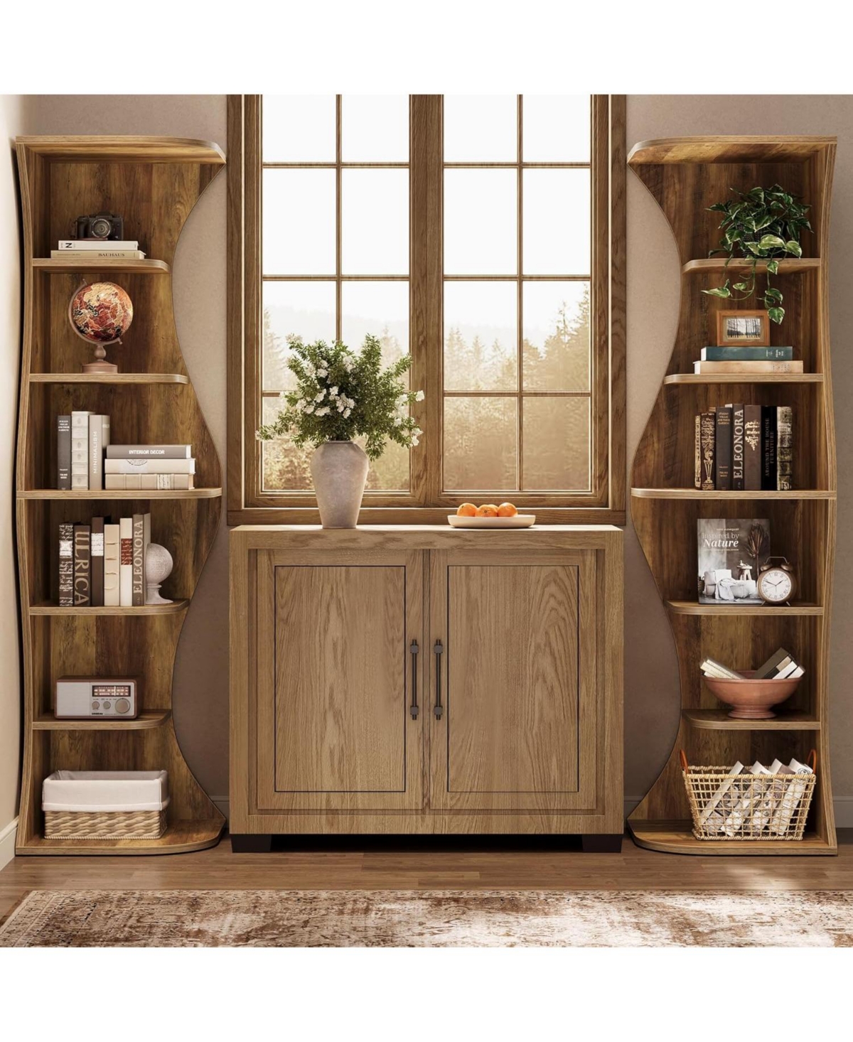 Tribesigns 73.2" Tall Corner Bookcase Set of 2, Farmhouse 6-Tier Corner Shelf for Small Space, Freestanding Bookshelf Display Shelf Plant Stand