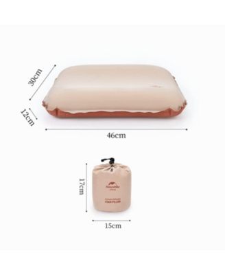Inflatable Camping Pillow - Portable 3D Comfortable Silent Sponge Pillow - Perfect for Camping and Travel (Khaki)