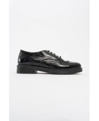 Women's Lace-Up Leather Oxford with Block Heel