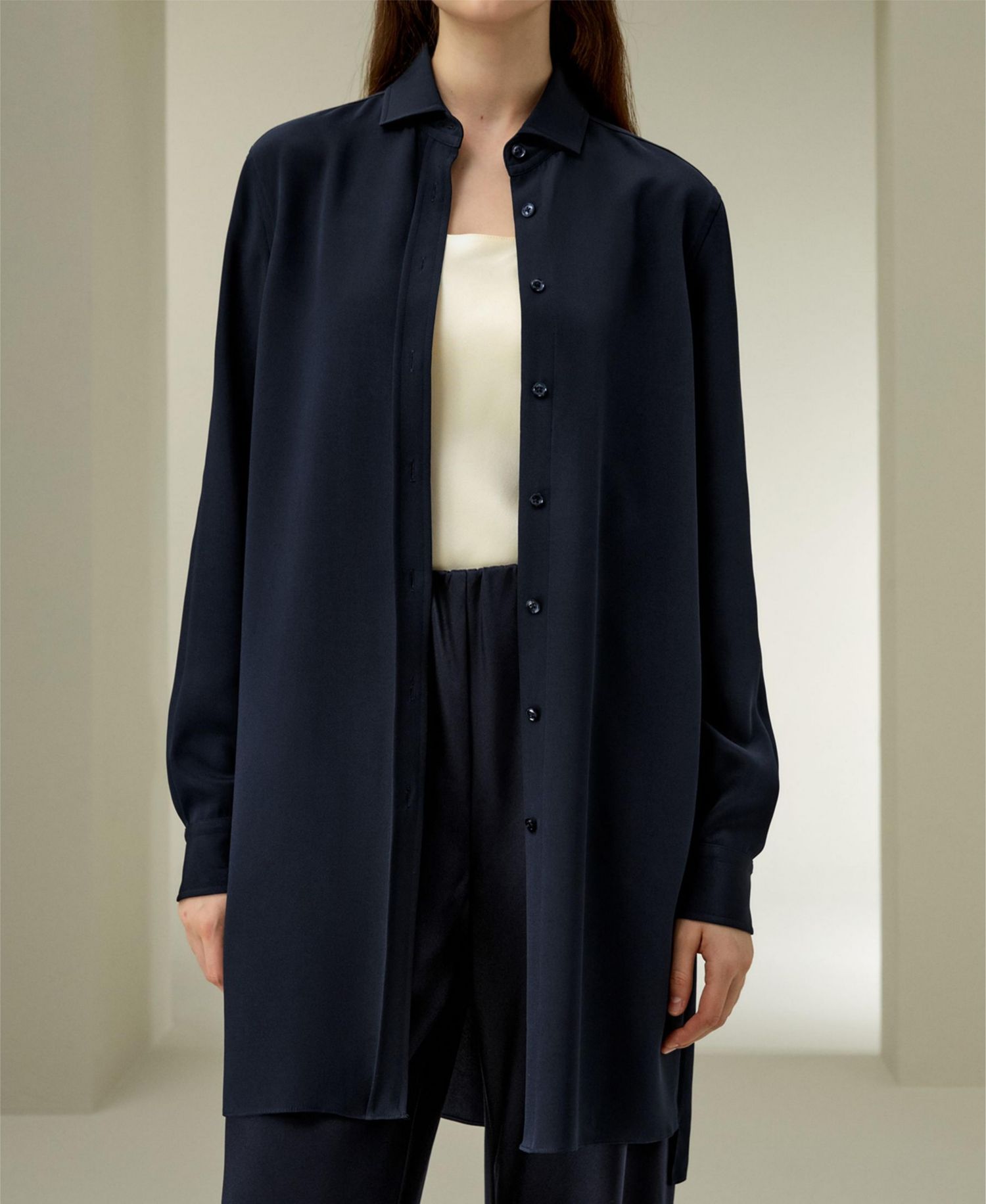 Women's Classic Longline Silk Shirt