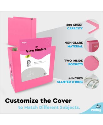 3-Ring Binder with Clear View Cover and 2 Inside Pockets – Heavy Duty Durable Binder for School Supplies, Office Organization, or Home Use – Colored Binder for Documents, Notes, Reports, and More