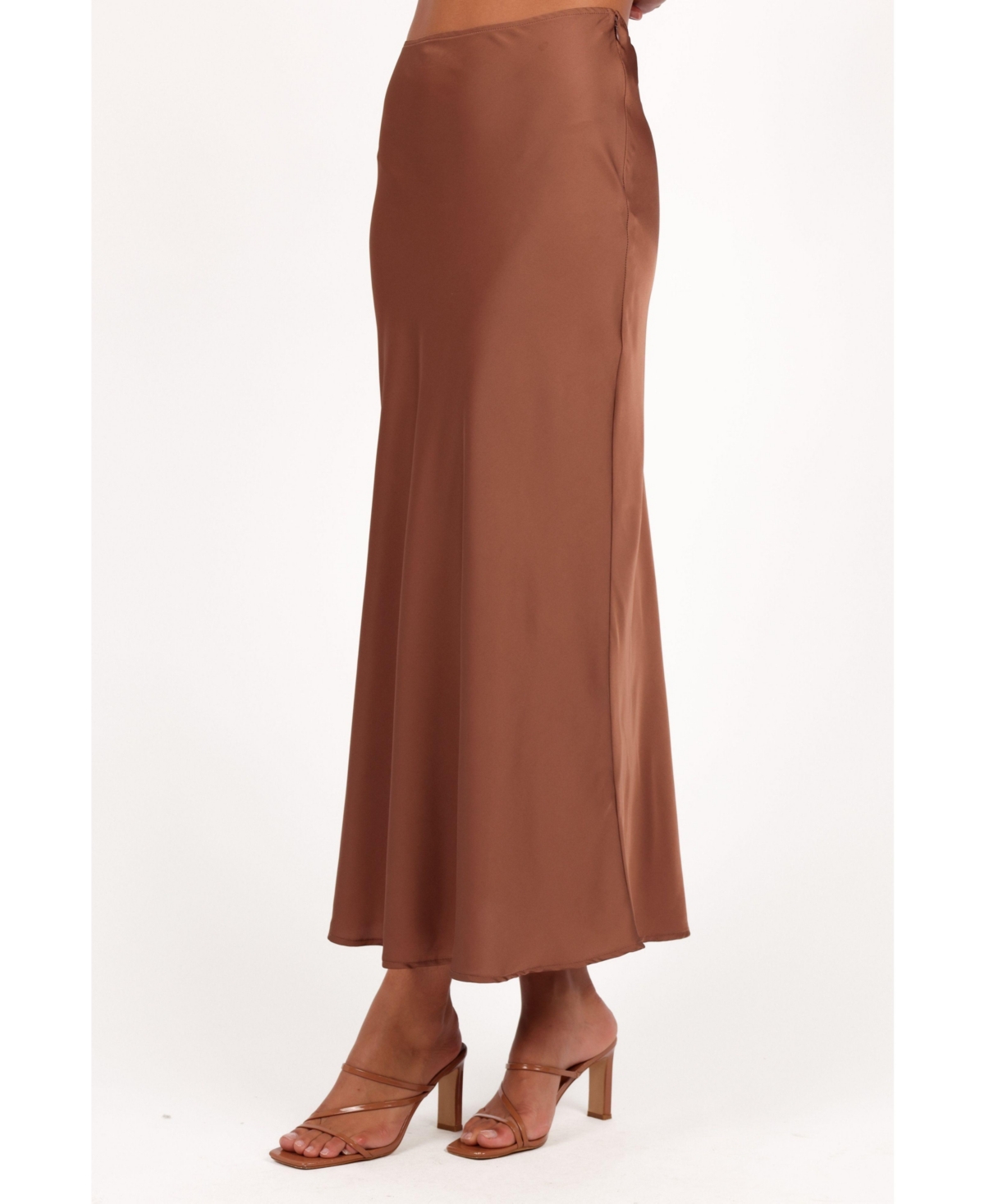 Women's Nellie Satin Midi Skirt - Banksia brown