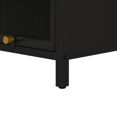 Modern 4-Tier Glass Door Cabinet with 5-Tier Storage for Home