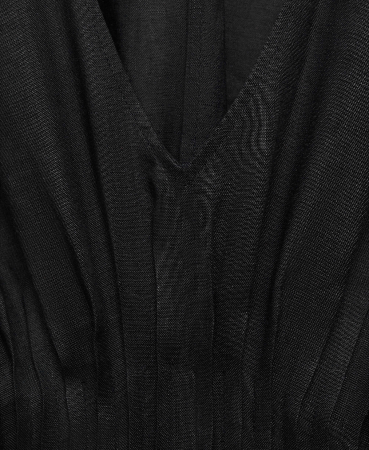 Mango Smocked Waist Linen Blend Maxi Dress In Black