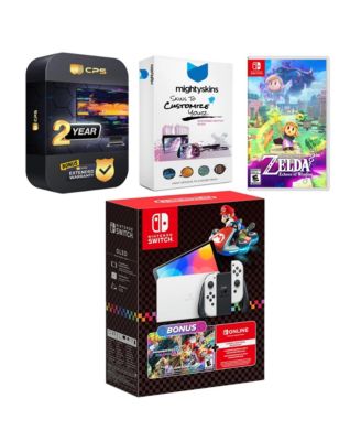 Switch OLED Console Mario Kart 8 Deluxe Bundle with The Legend Of Zelda: Echoes Of Wisdom, MightySkins Console and Controller Skin Voucher, a