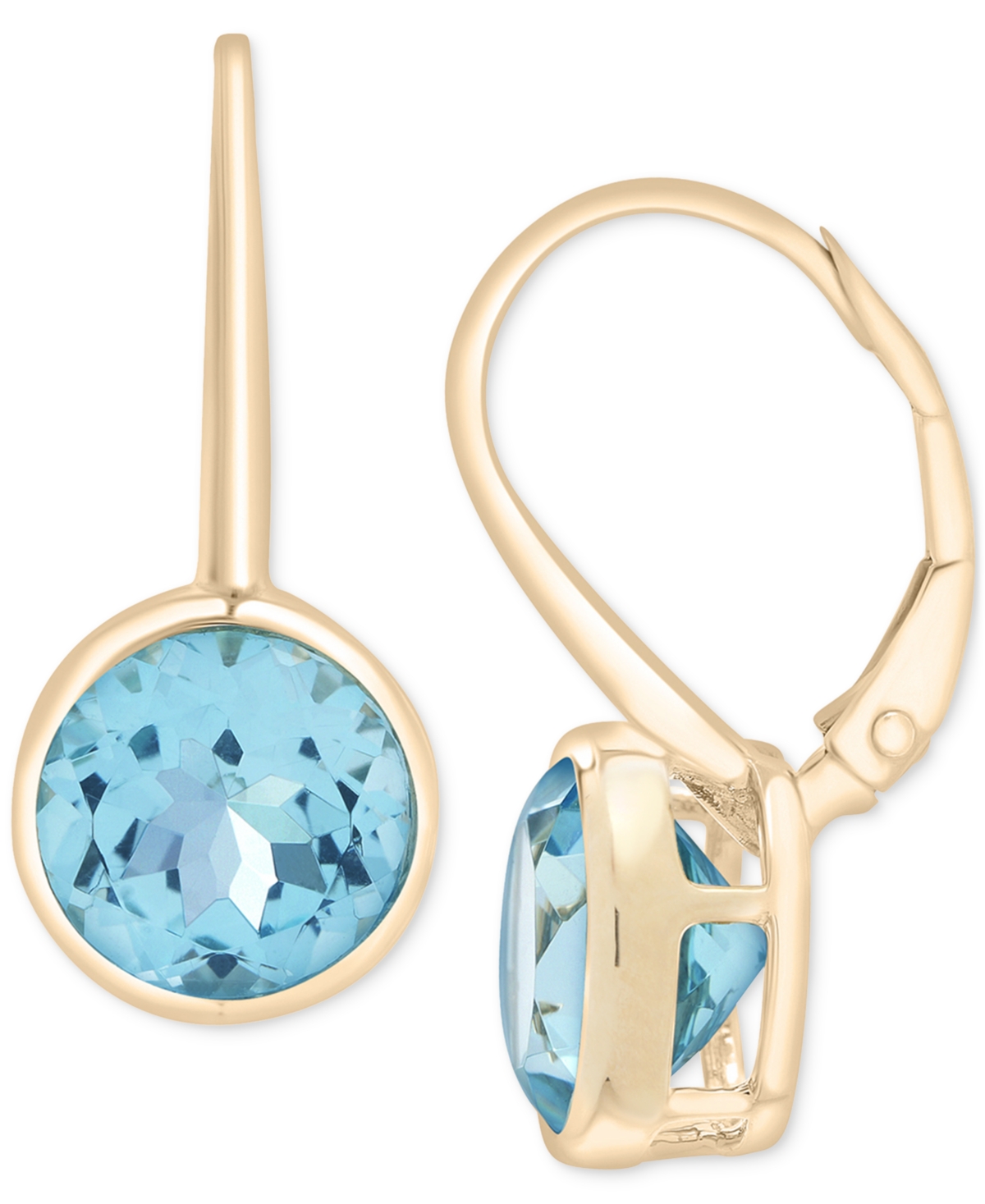 Sky Blue Topaz Bezel Circle Drop Earrings (7-1/2 ct. t.w.) in 14k Gold - Sky Blue Topaz