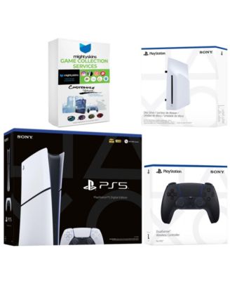 PlayStation 5 Slim Digital Bundle with Disc Drive, Extra Controller and MightySkins Game Collection