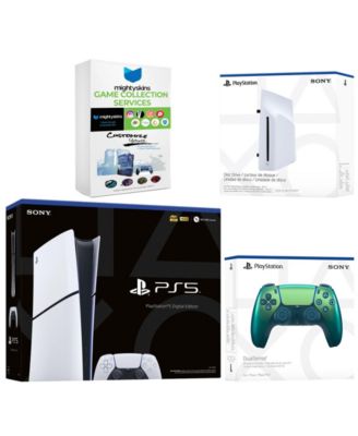 PlayStation 5 Slim Digital Bundle with Disc Drive, Extra Controller and MightySkins Game Collection Code