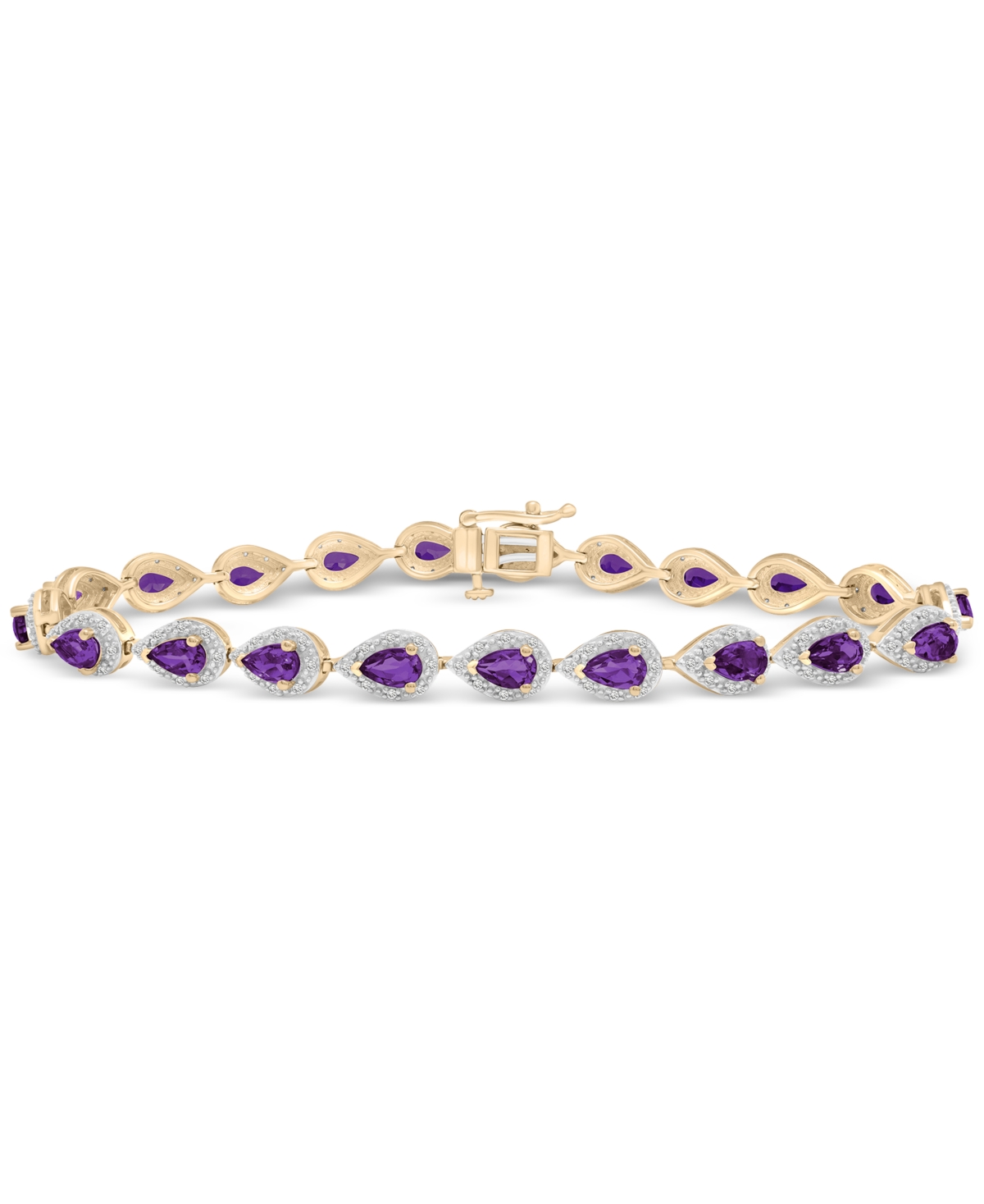 Amethyst (4 ct. t.w.) & Diamond (1/2 ct. t.w.) Bracelet in 14k Yellow Gold - Amethyst