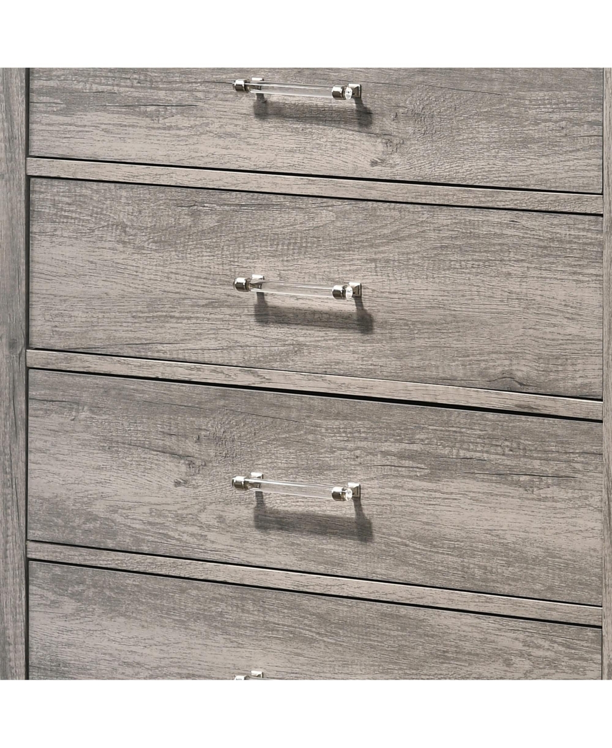 Kings Brand Furniture Harmony 5 Wood Drawer Chest Dresser for Bedroom - Tall & Modern Storage Organizer, Light Oak Gray