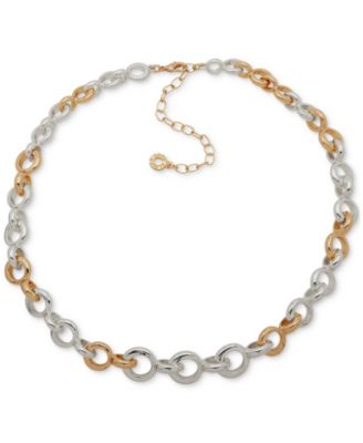 Anne Klein - Two-Tone Interlocking Ring Collar Necklace, 16" + 3" extender