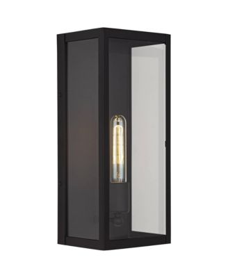 Cornell Modern Outdoor Wall Light Fixtures Set of 2 Sand Black 16" Clear Glass Panels for Post Exterior Barn Deck House