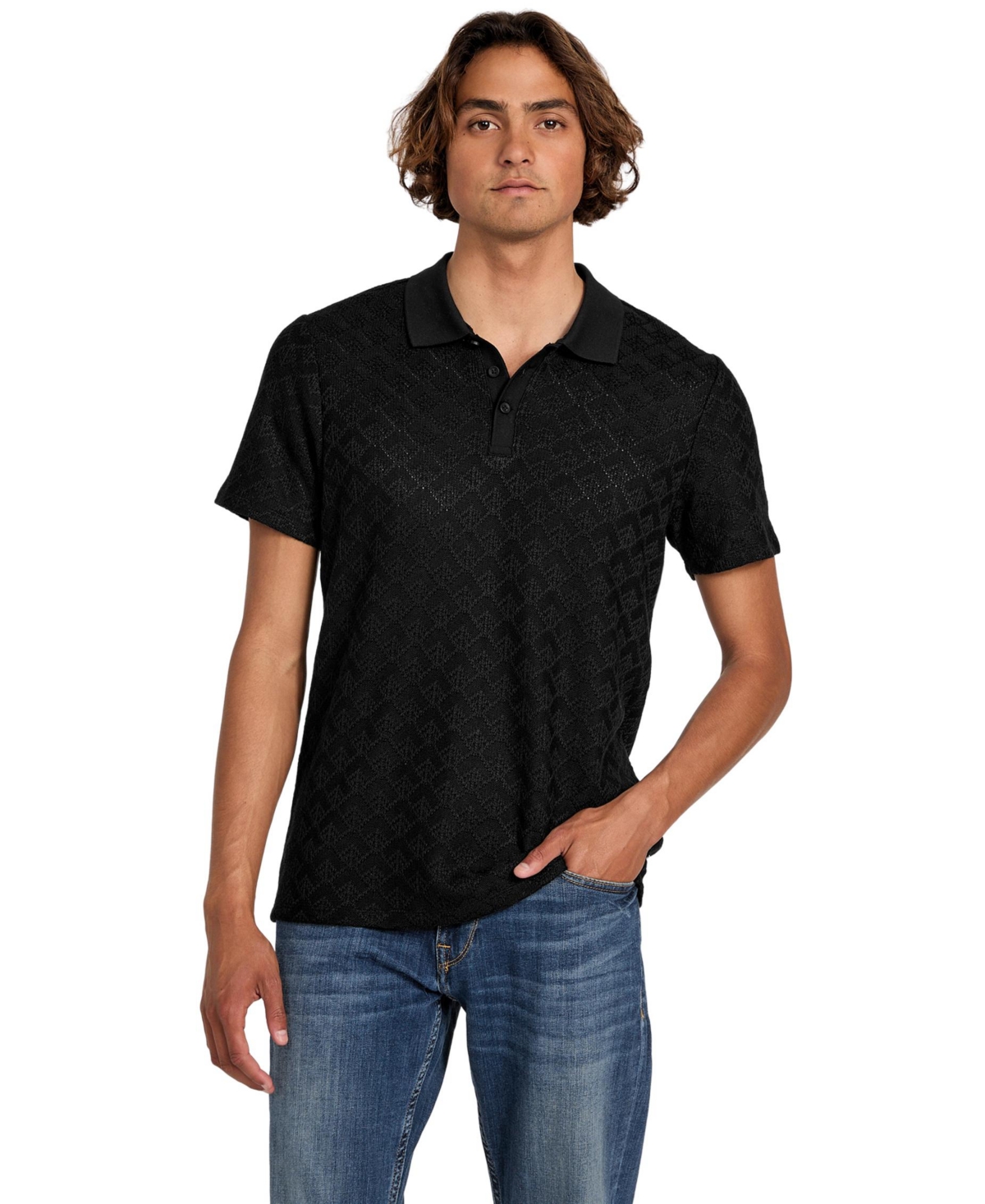Men's Knit Polo Shirt - Black