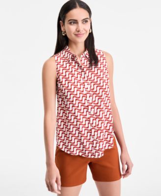 I.N.C. International Concepts - Women's Printed Sleeveless Shirt, Exclusively at Macy's