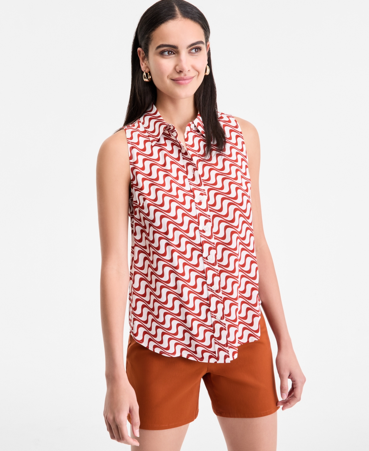 I.n.c. International Concepts Women's Printed Sleeveless Shirt