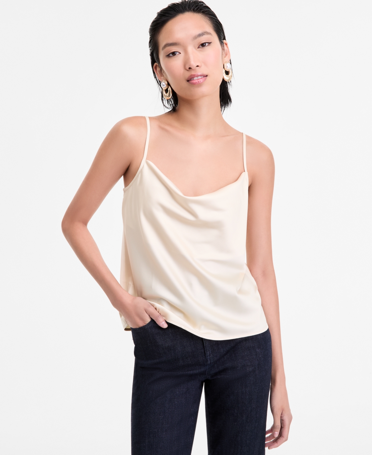 Women's Cowlneck Camisole, Exclusively at Macy's - Beige Creme