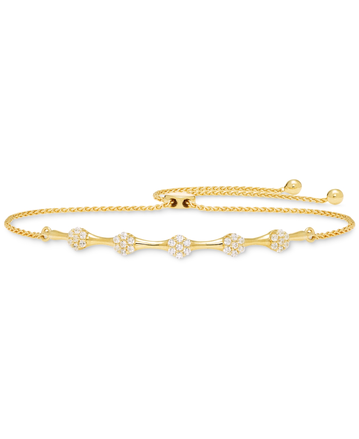 Macy's Diamond Cluster Station Bolo Bracelet (1/2 Ct. T.w.) In 10k Gold In Gold