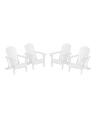 Outdoor Patio HDPE Resin Folding Adirondack Chairs With Cup Holder and Phone Holder (Set of Four)