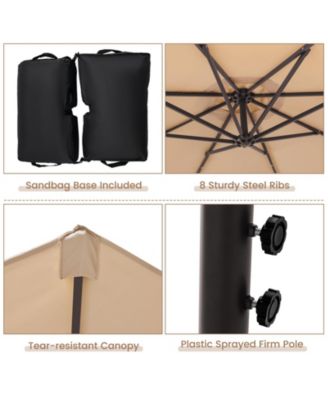 10 Ft Cantilever Umbrella with 32 LED Lights and Solar Panel Power