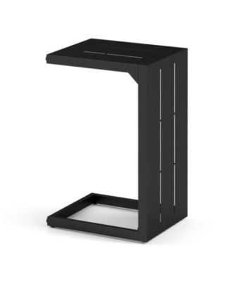 C-Shaped End Table Convertible Coffee Table with Adjustable Foot Pads