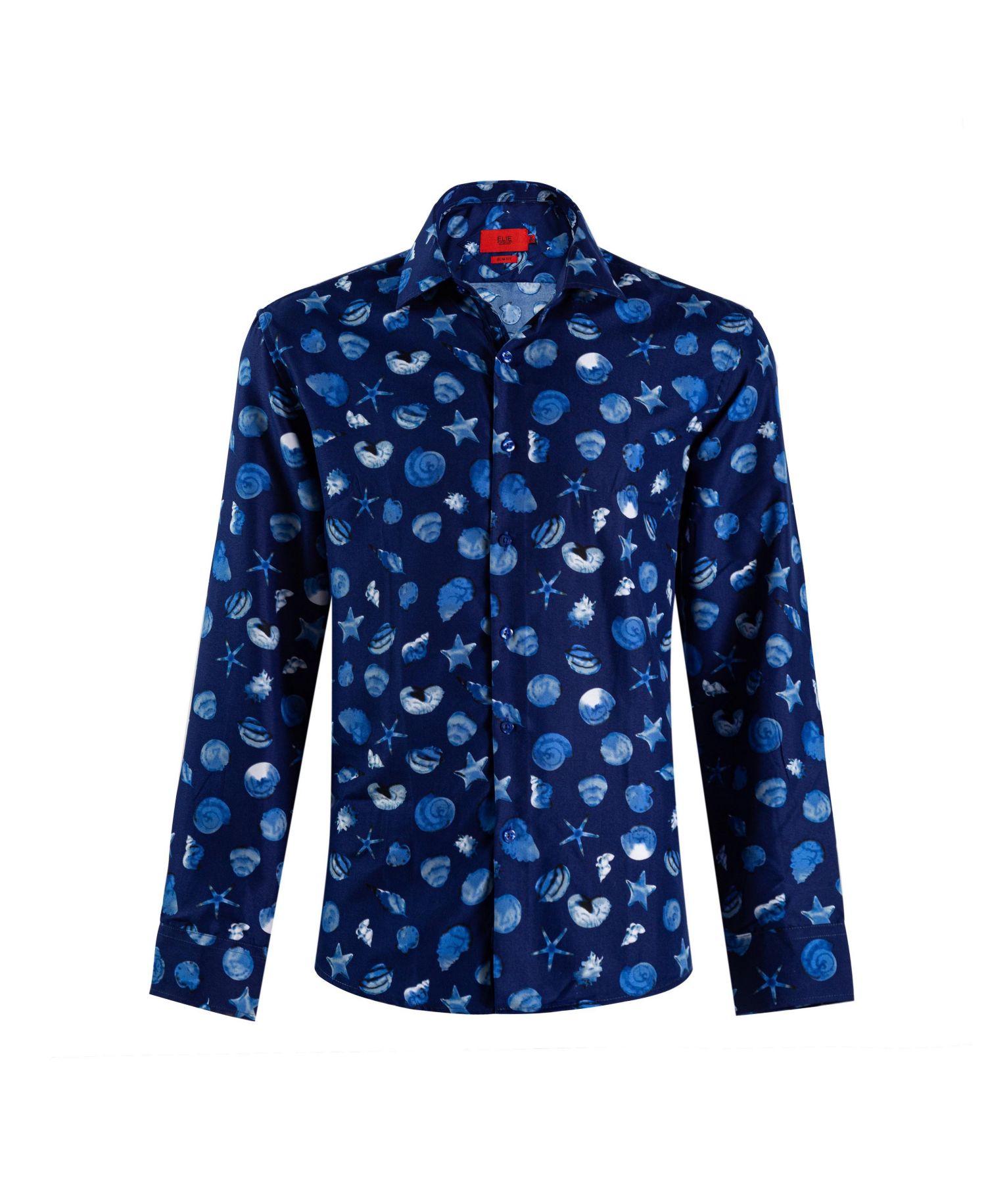 Big Boys Blue Slim Fit Sea Shell Print Shirt