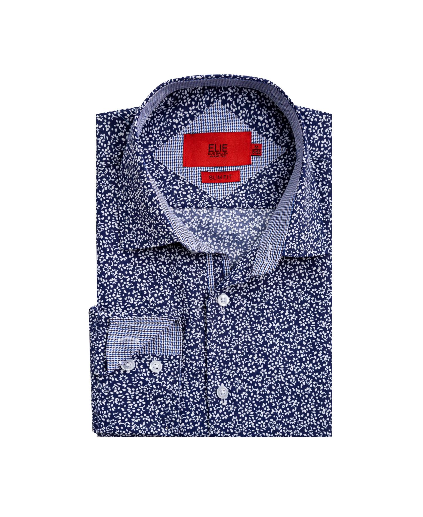 Рубашка Elie Balleh Slim Fit Floral Printed Button-Down Shirt для мальчиков, цвет: Тёмно-синий — фото 1