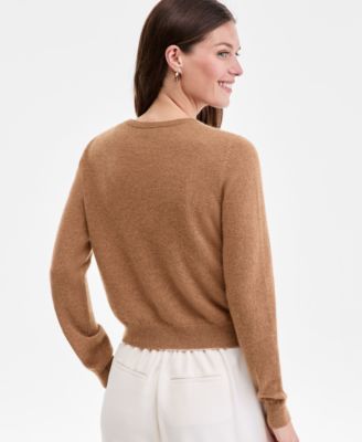Petite Cashmere Crewneck Button-Front Cardigan, Exclusively at Macy's 