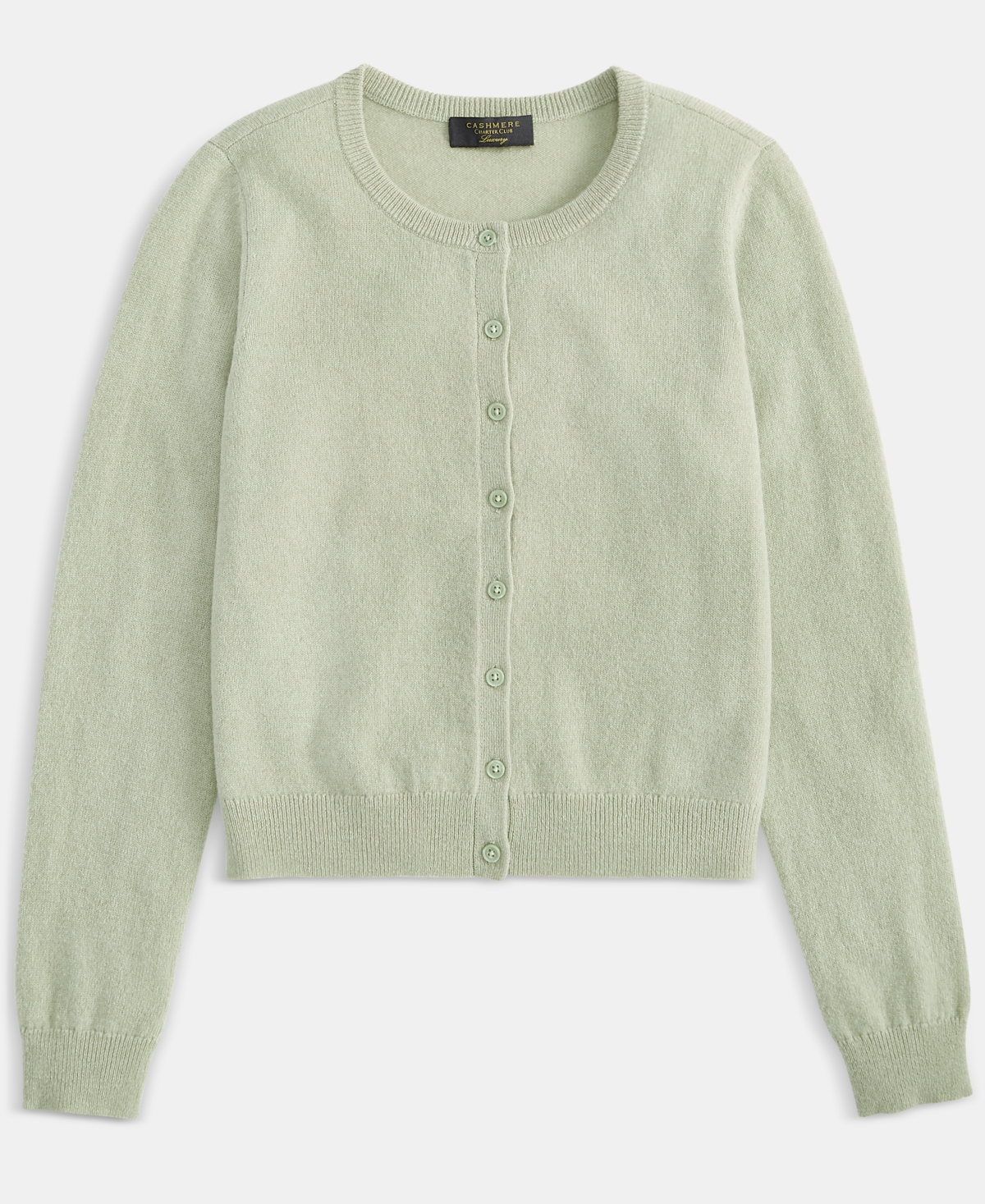 Charter Club Women's 100% Cashmere Crewneck Cardigan, Macy's Exclusive In Green