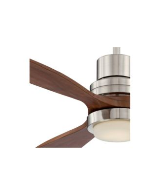 52" Delta-Wing DC Rustic Farmhouse 3 Blade Indoor Ceiling Fan LED Light Remote Control Brushed Nickel Walnut Wood for Living Room Kitchen