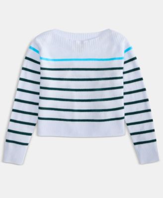 Petite Striped Boat-Neck Cashmere Sweater, Exclusively at Macy's 