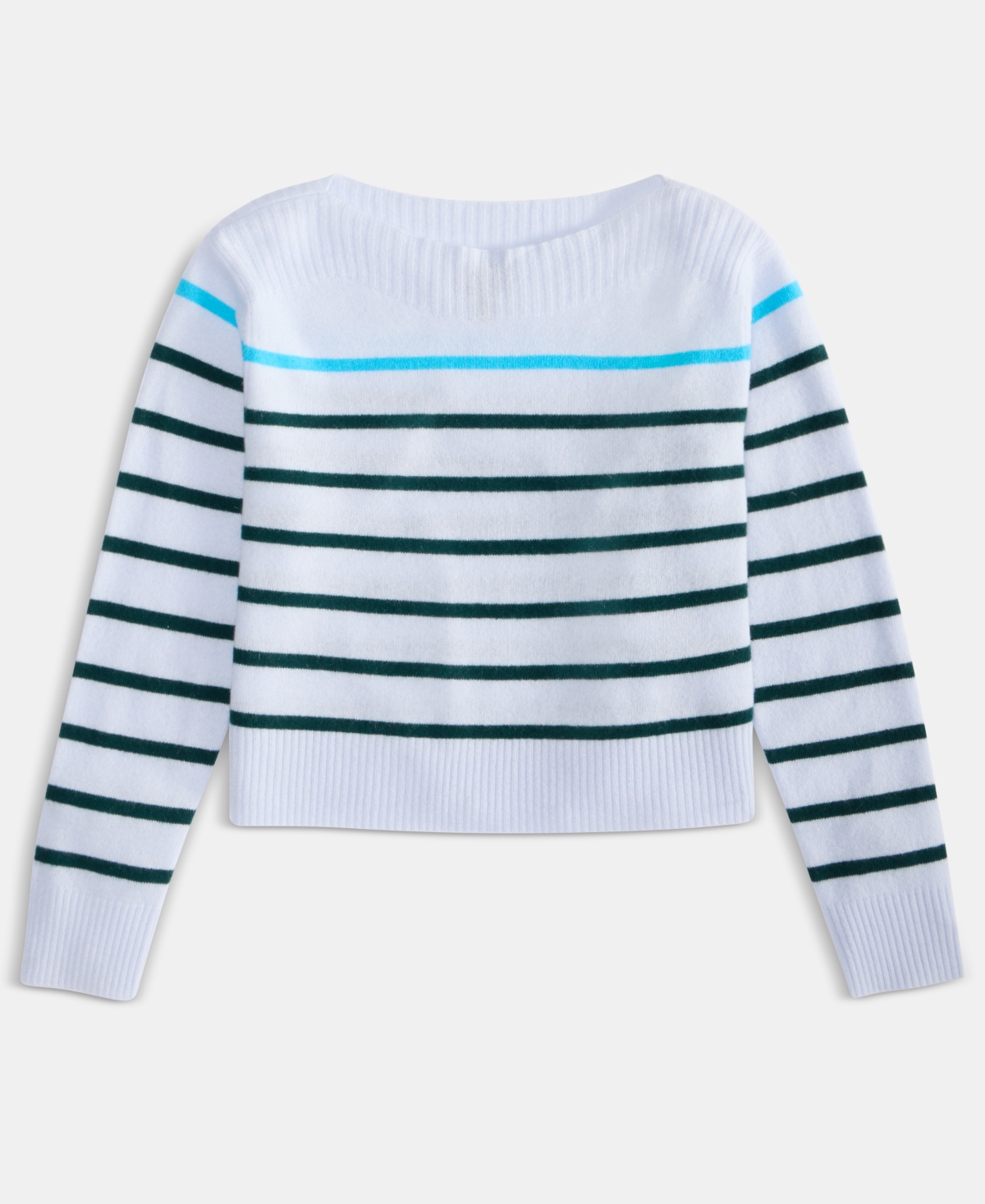 Charter Club Womens 100 Cashmere Pop Stripe Boat Neck Sweater Pxs Xxl Macys Exclusive In Blue