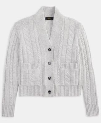 Women's 100% Cashmere Cable-Knit Cropped Cardigan Sweater, Macy's Exclusive