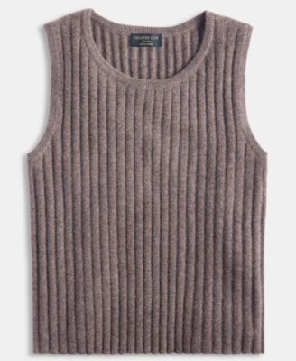 Petite Rib-Knit Cashmere Crewneck Tank Top, Exclusively at Macy's 