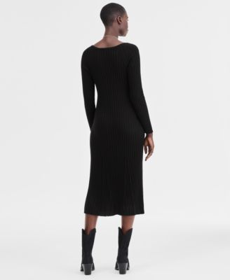 Petite Cashmere Rib-Neck Boat-Neck Sweater Dress, Macy's Exclusive