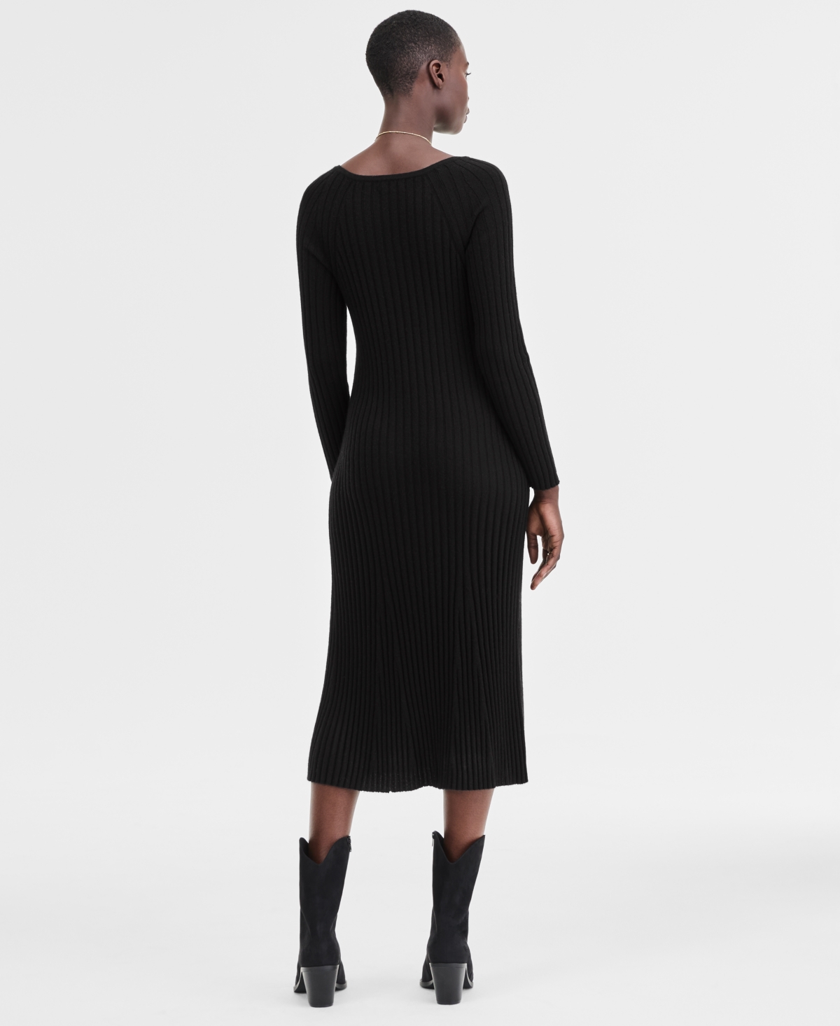 Charter Club Womens 100 Cashmere Ribbed Midi Sweater Dress Pxs Xxl Macys Exclusive In Black