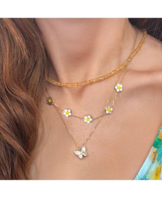 Citrine Bead Necklace 14K Gold
