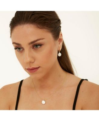 Baroque Flat Pearl Pendant Necklace Sterling Silver