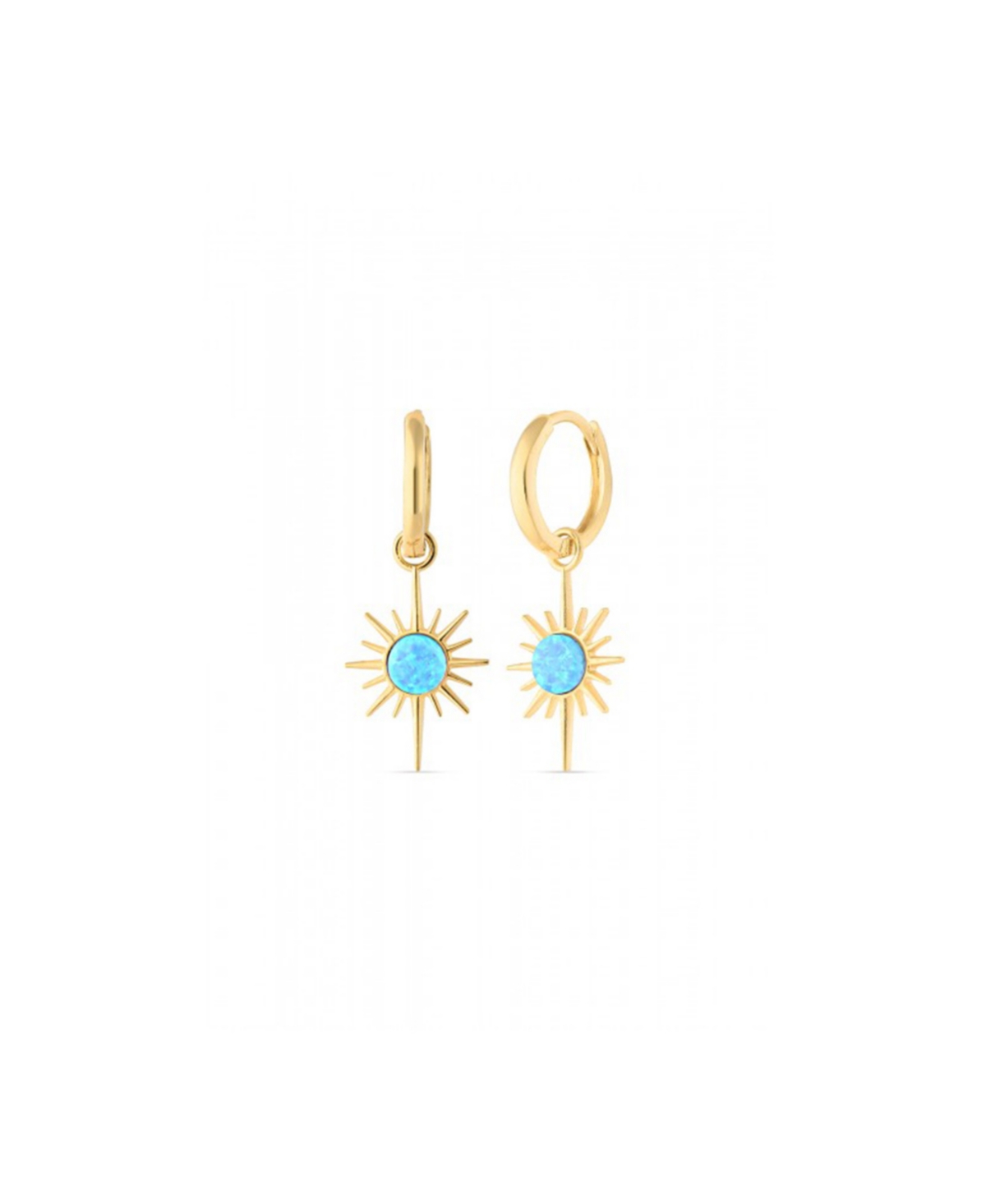 Blue Opal Northernstar Drop Hoop Earring Sterling Silver - Rose gold