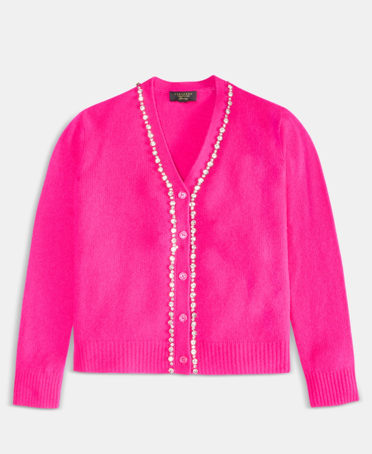 Charter Club Women's 100% Cashmere V-neck Rhinestone Cardigan, Macy's Exclusive In Pink