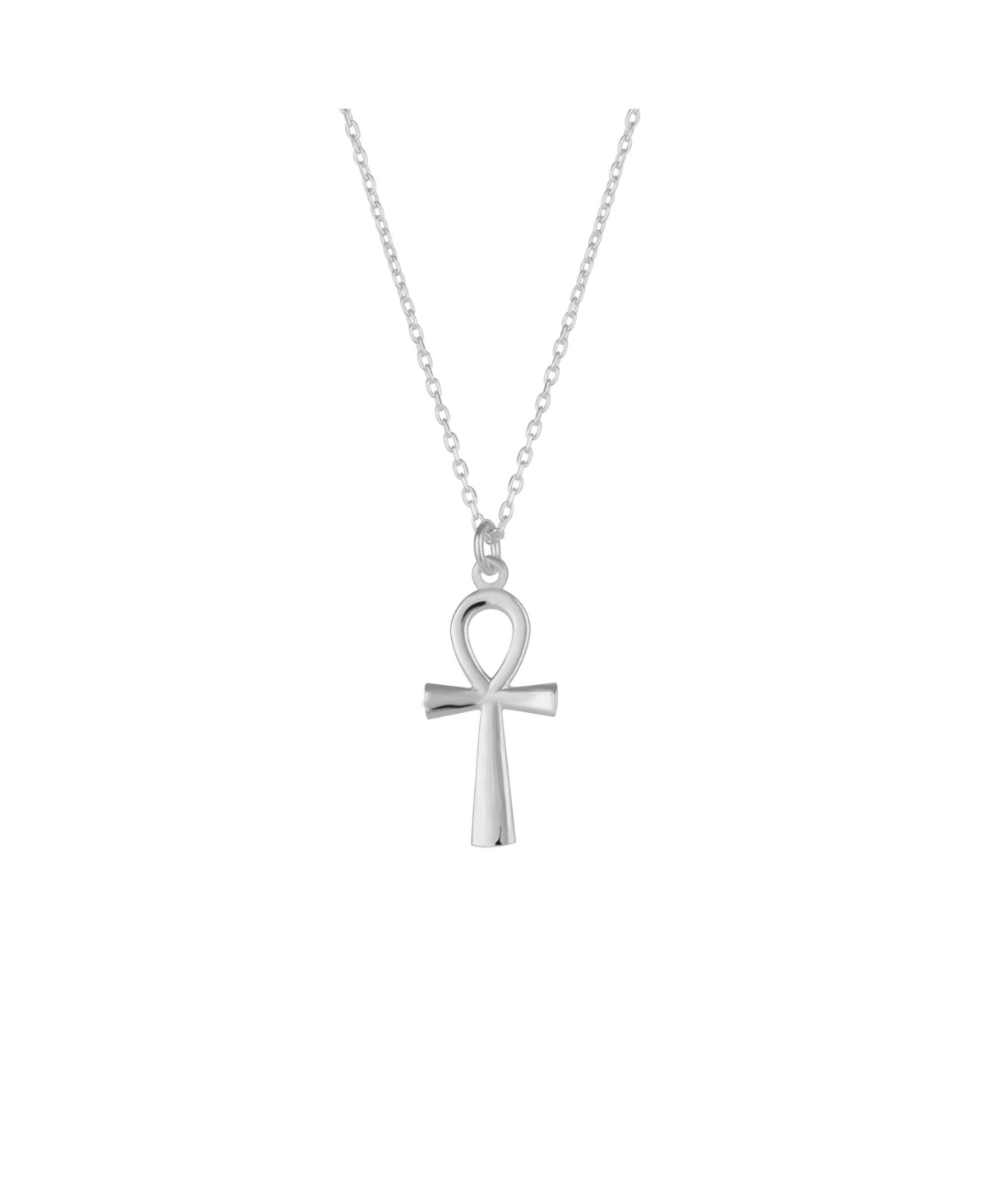 Sterling Silver Egyptian Ankh Necklace - Silver